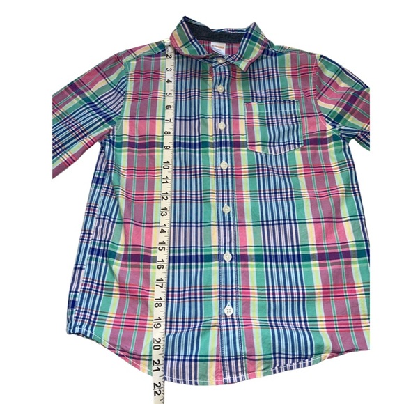 Gymboree Boys Plaid Dress Shirt - M (7-8) pink blue yellow green - Picture 7 of 7